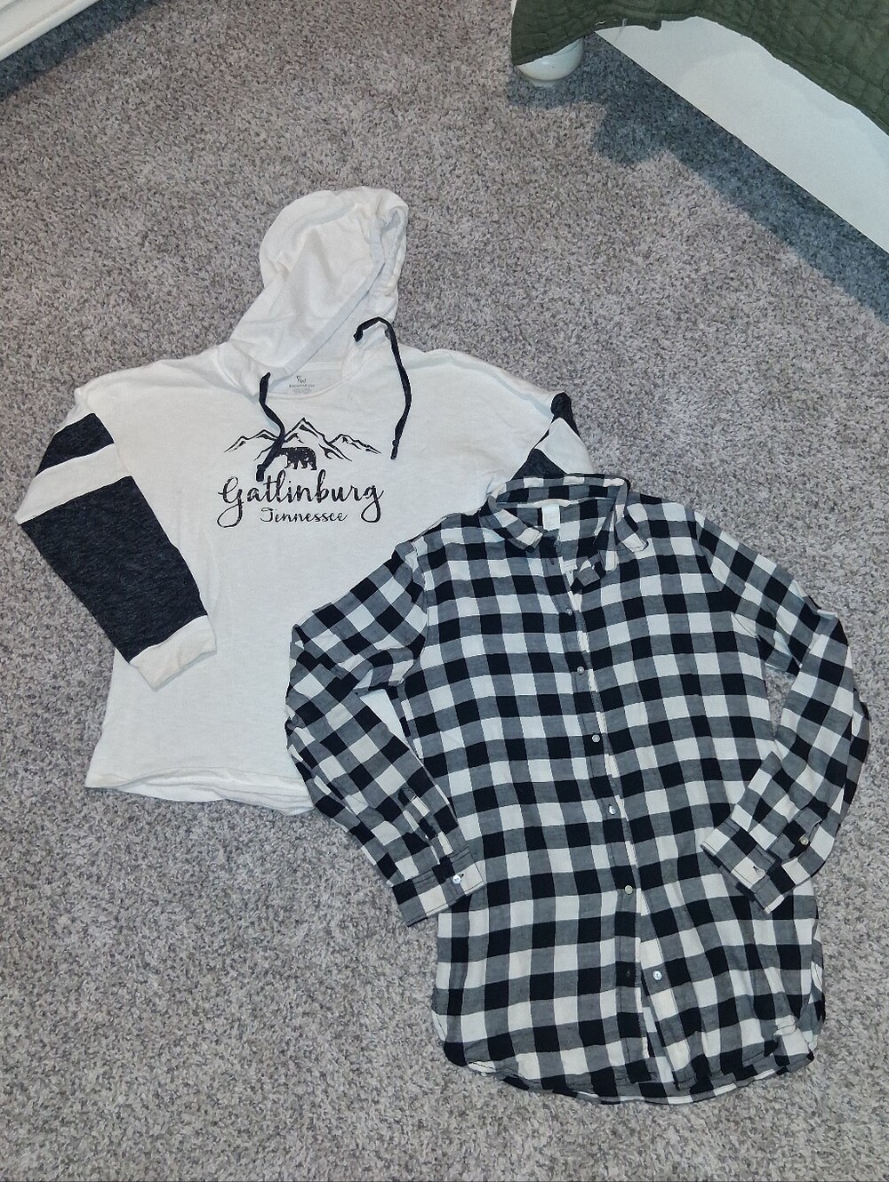 White Smoky Mountain Hoodie, H&M Black & White Plaid Button-Up